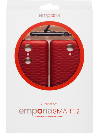 emporia S2 Zubehörset Stylus + 2 Cover red
