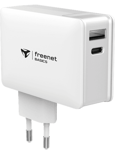 freenet Basics Power Delivery Travel-Charger USB-C/USB-A (white)